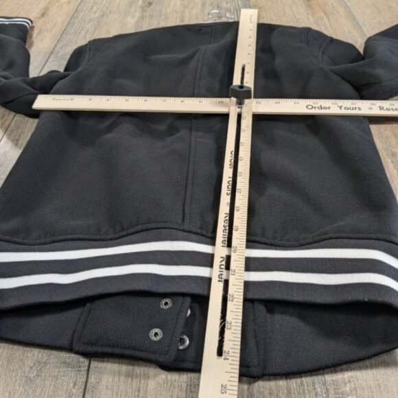 H&M Divided Varsity Jacket Womens 2 Black Long Sleeve Patches Riot Girl Vampire - Picture 7 of 10